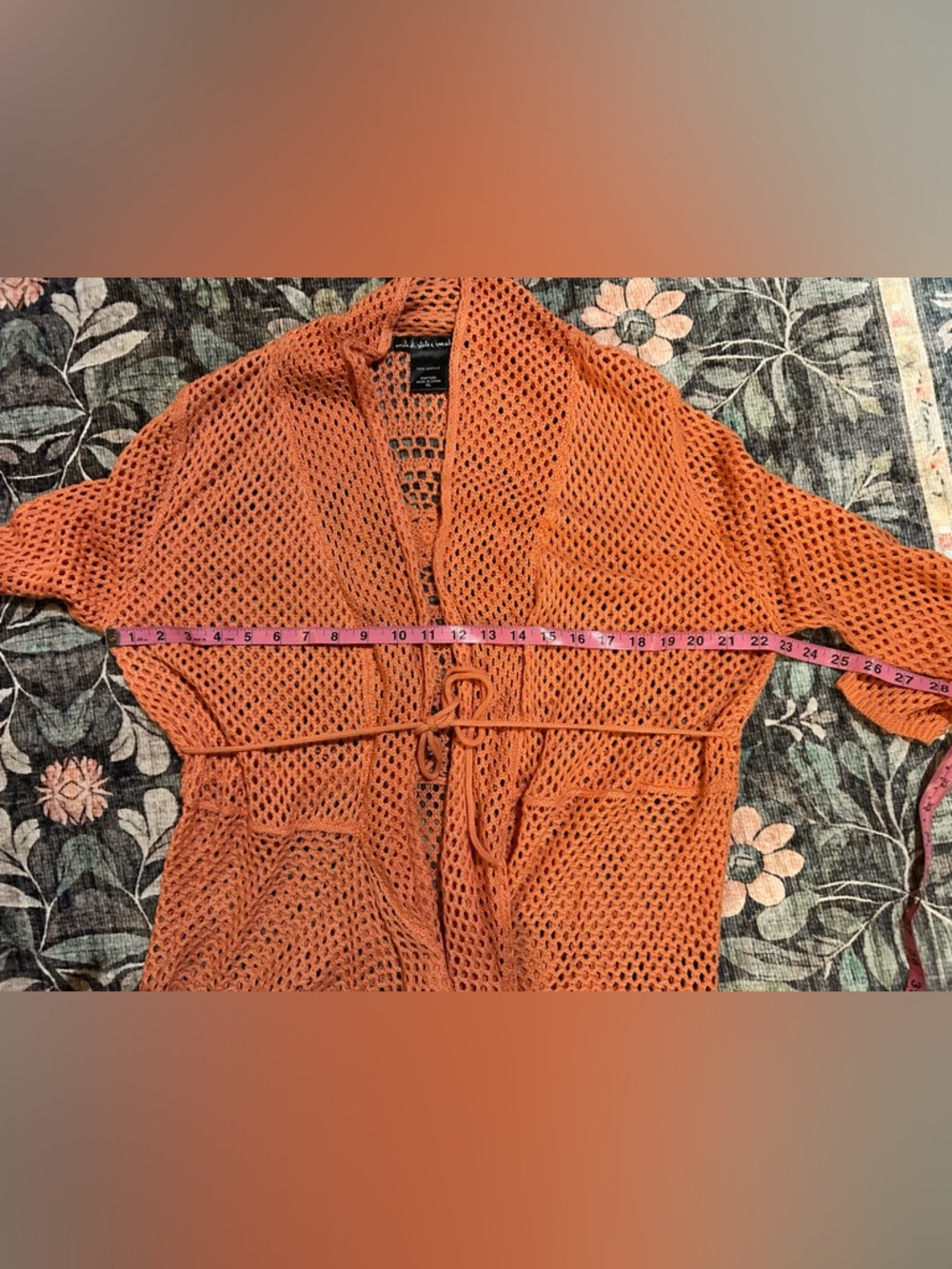 united states sweaters Coral Open-Weave Cardigan - Picture 8 of 8